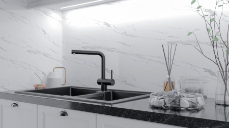 Смеситель для кухни Paulmark DOSSE Do214418-AN на мойку черный